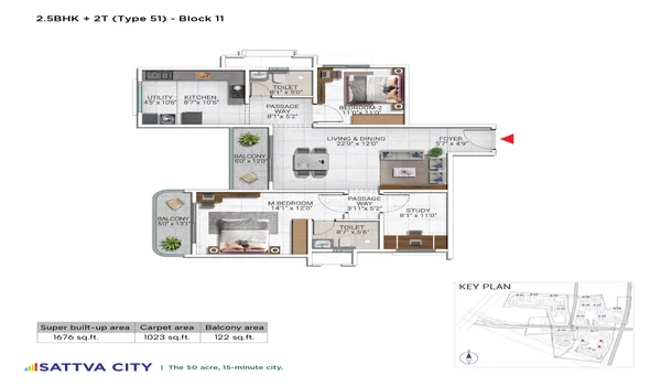 Featured Image of Sattva City 2.5 BHK 1676 Sq Ft Floor Plan