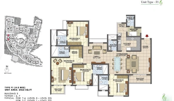 Sattva Hamlet 4 Bhk Apartment Floor Plan